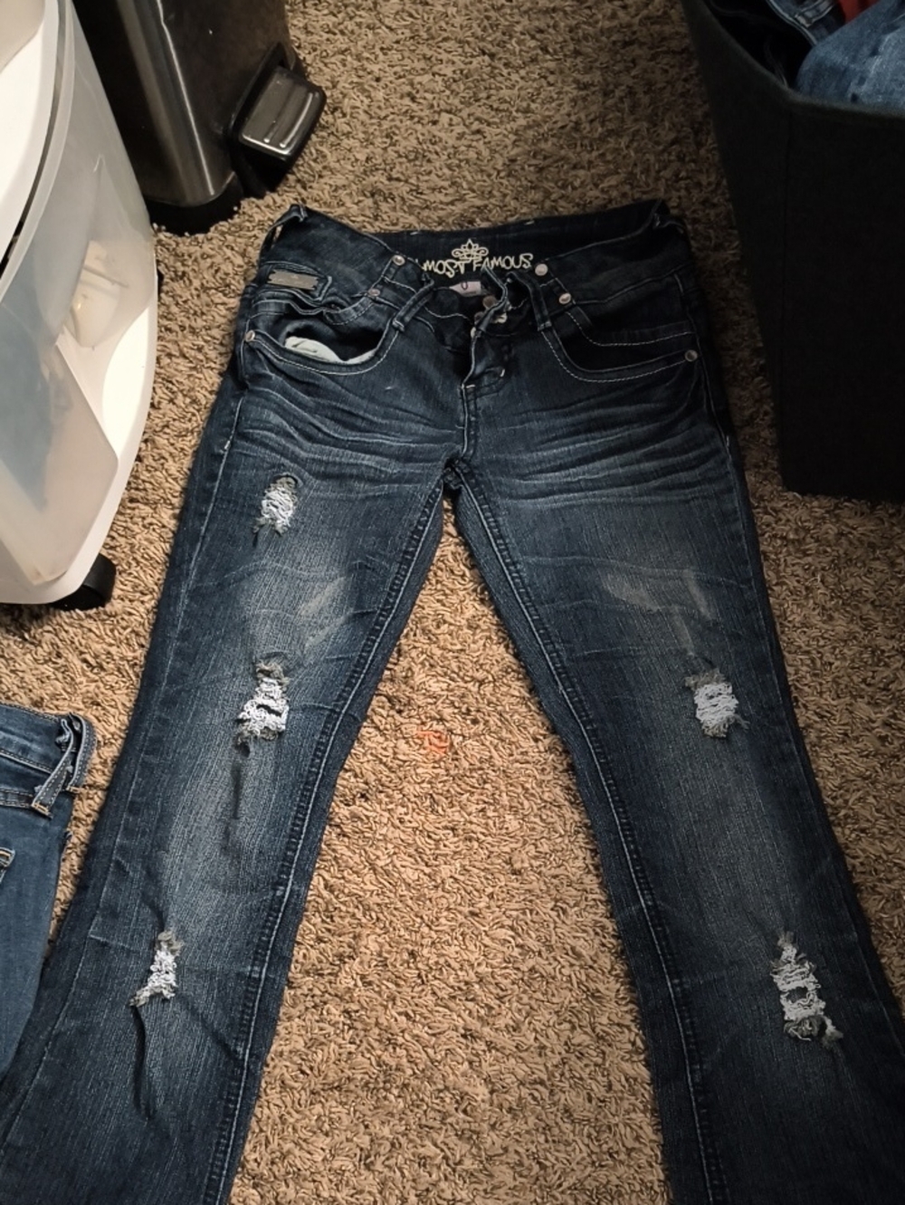 Almost Famous Distressed Dark Blue Skinny Jeans